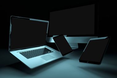 Modern dijital gümüş teknik cihaz 3d render