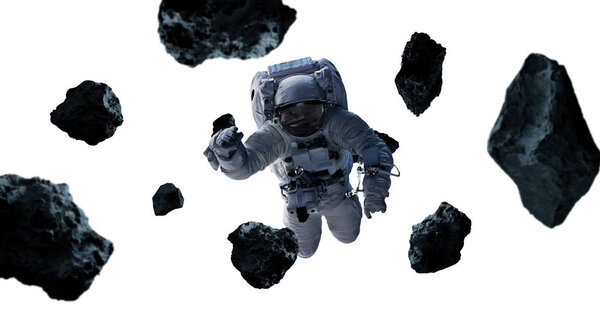 Astronaut isolated on white background 3D rendering elements of 