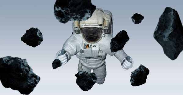 Astronaut isolated on grey background 3D rendering elements of t