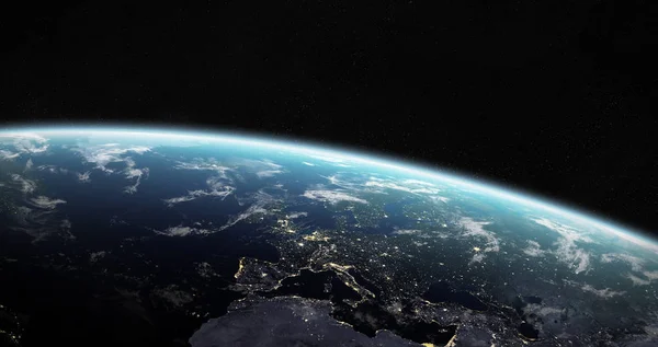 在空间的蓝色行星地球的看法3d 渲染元素 — 图库照片