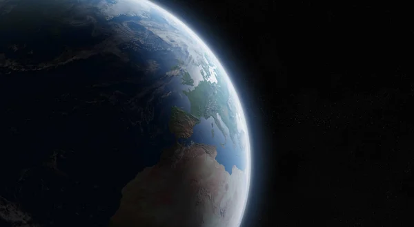 Вид на блакитну планету Земля в просторі 3D елементи візуалізації цього — стокове фото