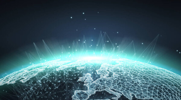 Система соединений глобальный вид на мир 3D рендеринг
