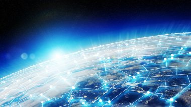 3d render bağlantılar sistem ve veri değişim gezegende toprak