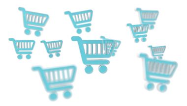 Dijital alışveriş simgeler 3d render izole