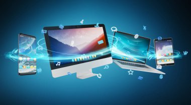 Teknik cihazlar ve simgeler uygulamaları 3d işleme bağlı