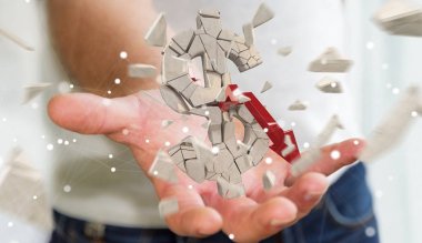 Dolar Döviz Alım 3d render patlayan ile iş adamı