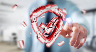 Güvenlik sonu 3d render karşı karşıya işadamı