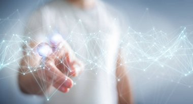 Uçan ağ bağlantısı 3B oluşturmayı kullanarak iş adamı