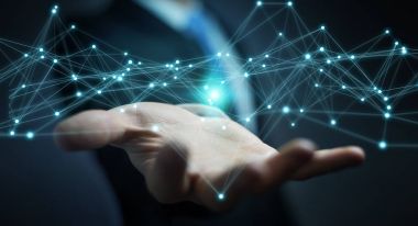 Uçan ağ bağlantısı 3B oluşturmayı kullanarak iş adamı