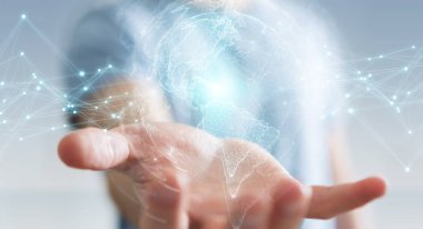 ABD dünya harita arabirimi 3d işlemesini kullanan iş adamı