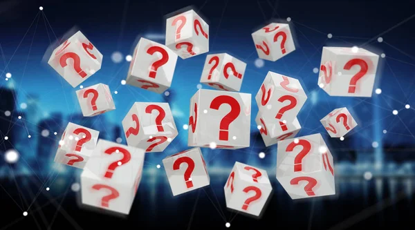 Cubes with 3D rendering question marks — Stock Photo, Image