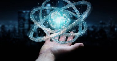 Fütüristik torus dokulu nesnesi 3B oluşturmayı kullanarak iş adamı