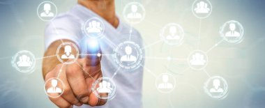 Sosyal ağ bağlantısı 3B oluşturmayı kullanarak iş adamı