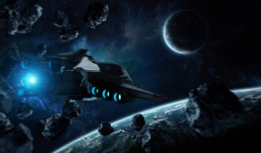 Uzak bir gezegende sistemi ile exoplanets 3d render elem alanda