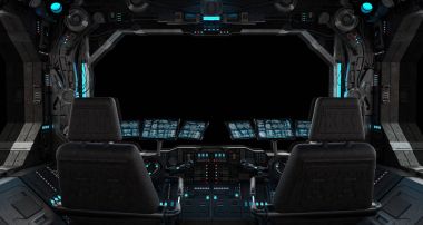 Uzay gemisi grunge iç pencere izole