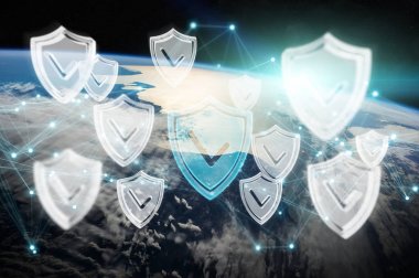 Siber Güvenlik Planet Earth 3d render
