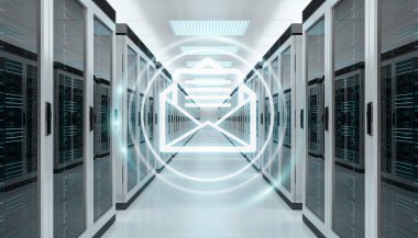 Sunucu Oda veri merkezi 3d render üzerinden e-postaları exchange