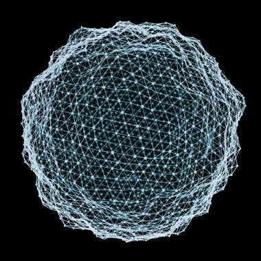 Beyaz ve mavi parlayan küre ağ 3d render yüzen