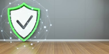 Kalkan kutsal kişilerin resmi iç bağlantıları 3d render ile