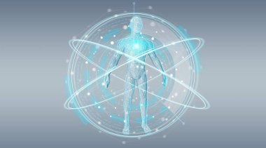 Dijital röntgen insan vücudu tarama arka plan arabirimi 3d render