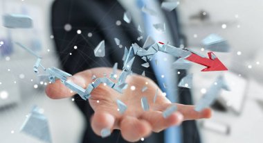 İşadamı kırık kriz ok 3d render ile