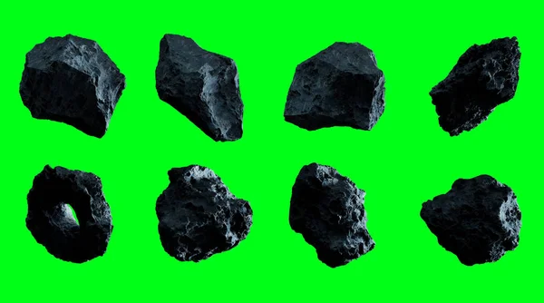 Dark rock asteroid pack 3D randare — Fotografie, imagine de stoc