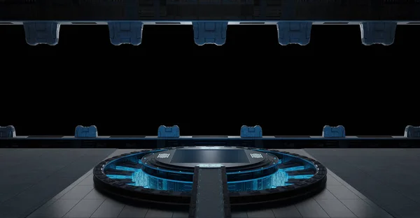 Лендінг стрічковий космічний корабель ізольований на чорному тлі 3 — стокове фото