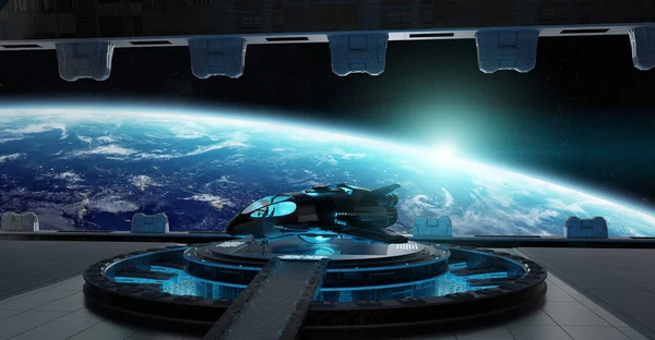 Lądowisko statek kosmiczny wnętrz 3d renderowania elementów od ten ja — Zdjęcie stockowe