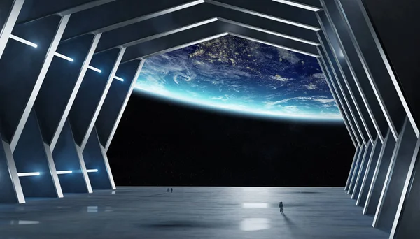 Огромный космический корабль зал интерьера 3D рендеринга элементов этого изображения — стоковое фото