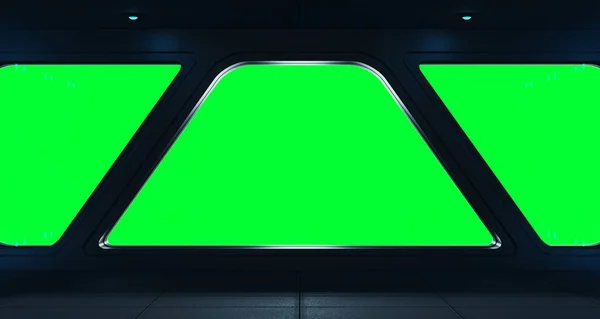 Raumschiff futuristisches Interieur mit Fensterblick — Stockfoto