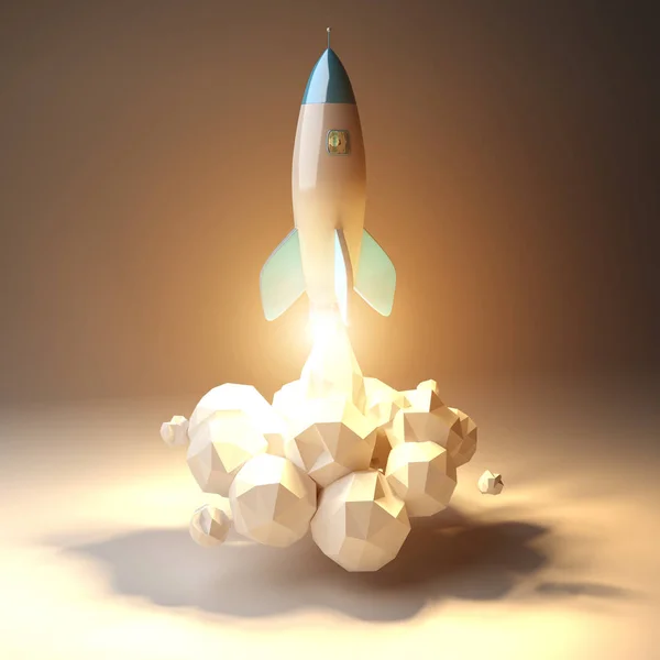Renderização 3D de lançamento de foguetes digitais modernos — Fotografia de Stock
