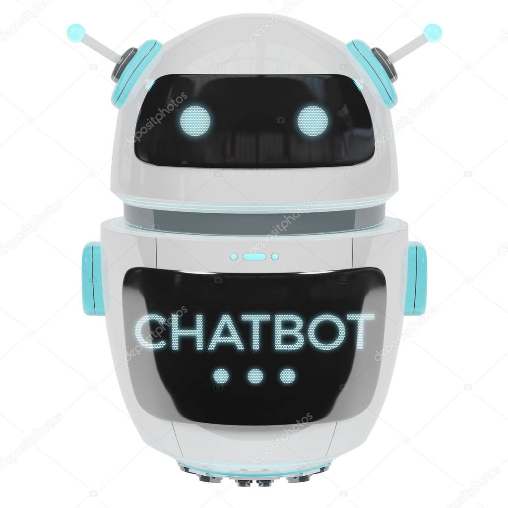 Futuristic digital chatbot 3D rendering