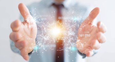 İşadamı dijital ikili kod bağlantısı'nı kullanarak ağ 3d parçalamak