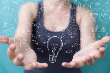 Çok dokunaklı ve kroki ampul tutan bir işkadını