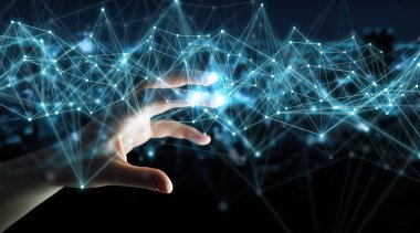 Uçan ağ bağlantısı 3B oluşturmayı kullanarak iş kadını