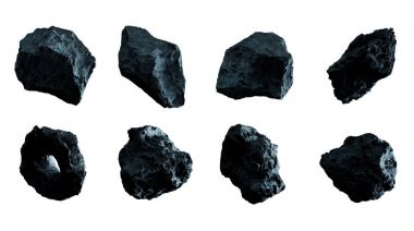 Karanlık rock asteroit paketi 3d render