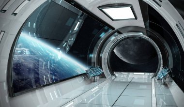 Uzay gemisi iç dünya üzerindeki manzaralı t 3d işleme öğeleri