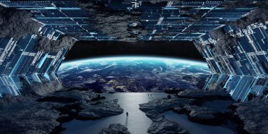 Bu i büyük göktaşı uzay İçişleri 3d işleme öğeleri