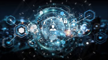 Sosyal medya dijital arabirimi arka plan 3d render 