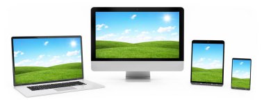 Modern dijital gümüş teknik cihaz 3d render