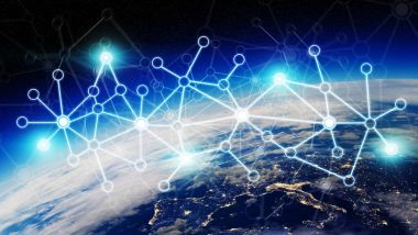 3d render bağlantılar sistem ve veri değişim gezegende toprak