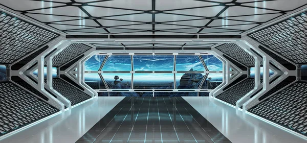 Interiér lodi s výhledem na zemi 3d vykreslování prvků t — Stock fotografie