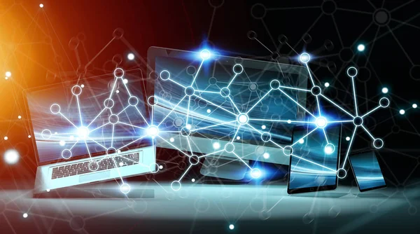 Modern dijital teknoloji aygıt 3d render birbirine bağlı