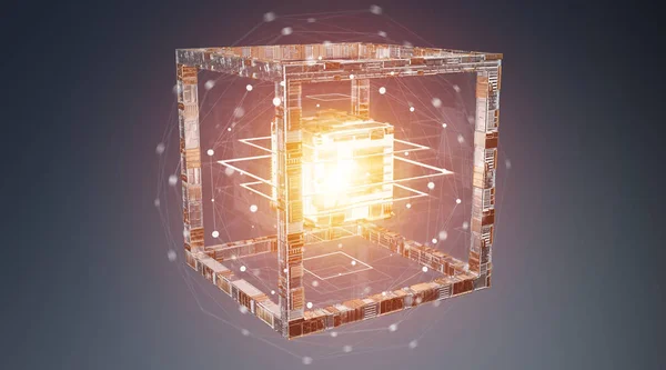 Tecnología de cubo futurista objeto texturizado renderizado 3D — Foto de Stock