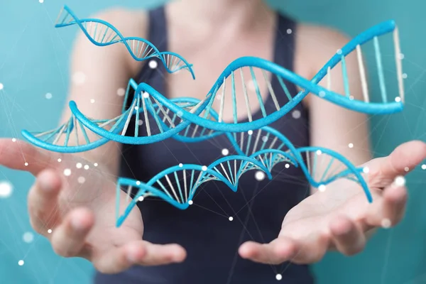 利用现代 Dna 结构 3d 渲染的女商人 — 图库照片