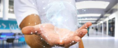 ABD dünya harita arabirimi 3d işlemesini kullanan iş adamı