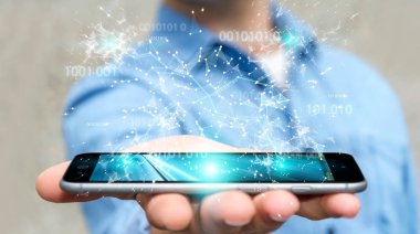 İşadamı dijital ikili kod bağlantısı'nı kullanarak ağ 3d parçalamak