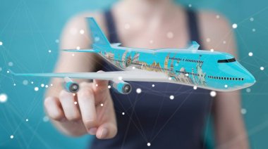 İşadamı çınar ve dünyanın ünlü simge ile 3d parçalamak