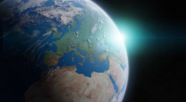 Mavi Dünya gezegeninin alan 3d render elemanları bu görünümü