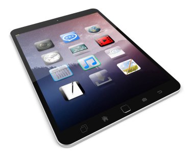 Modern dijital dokunmatik tablet 3d render